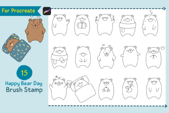Download Procreate Brush Stamp Happy Bear Day - Happy bear Collection