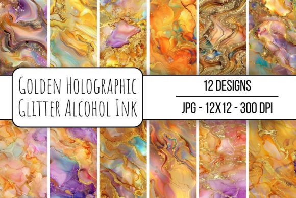 Download Golden Holographic Glitter Alcohol Ink - Premium Bundle
